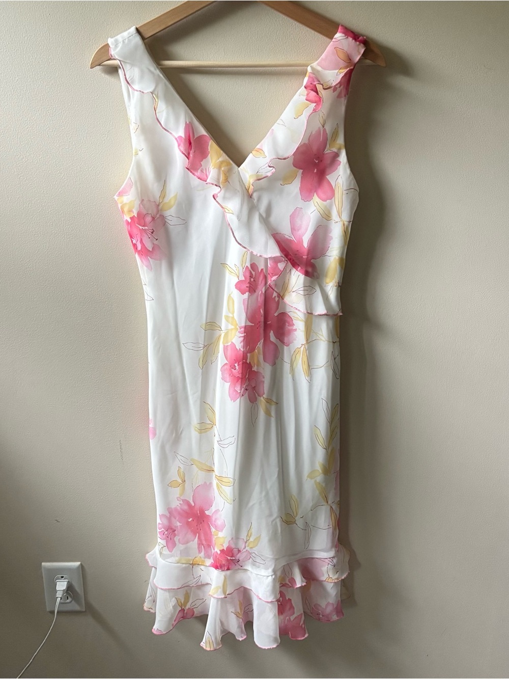 Studio Y Floral Ruffle V-Neck Midi Dress